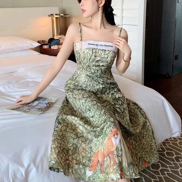 (last 1) Adelaide Luxury French tube top printed banquet party dress a line fox - Picture 8 of 8